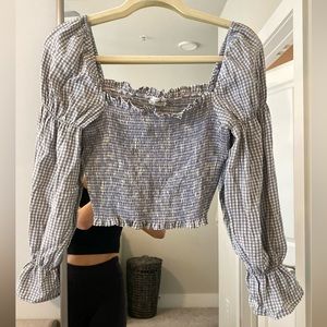 Urban Outfitters Gingham Light Blue Top